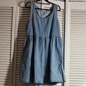 Light Wash Denim Sleeveless Babydoll Dress